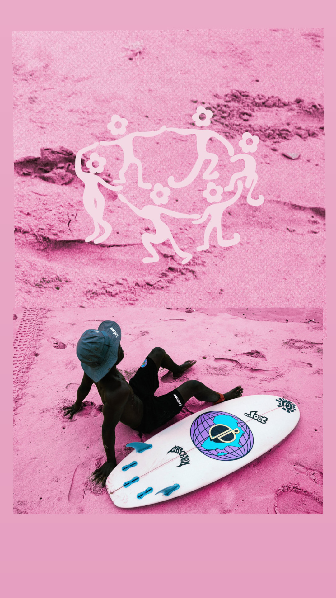 Pink Beach, Dancers — Digital collage · Wallpaper