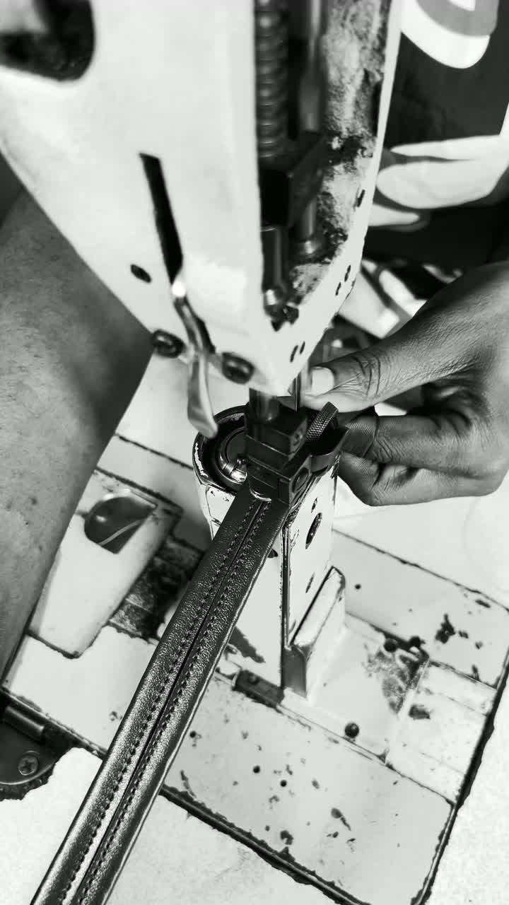 Close-up of a sewing machine stitching Davidblackmoore cloth